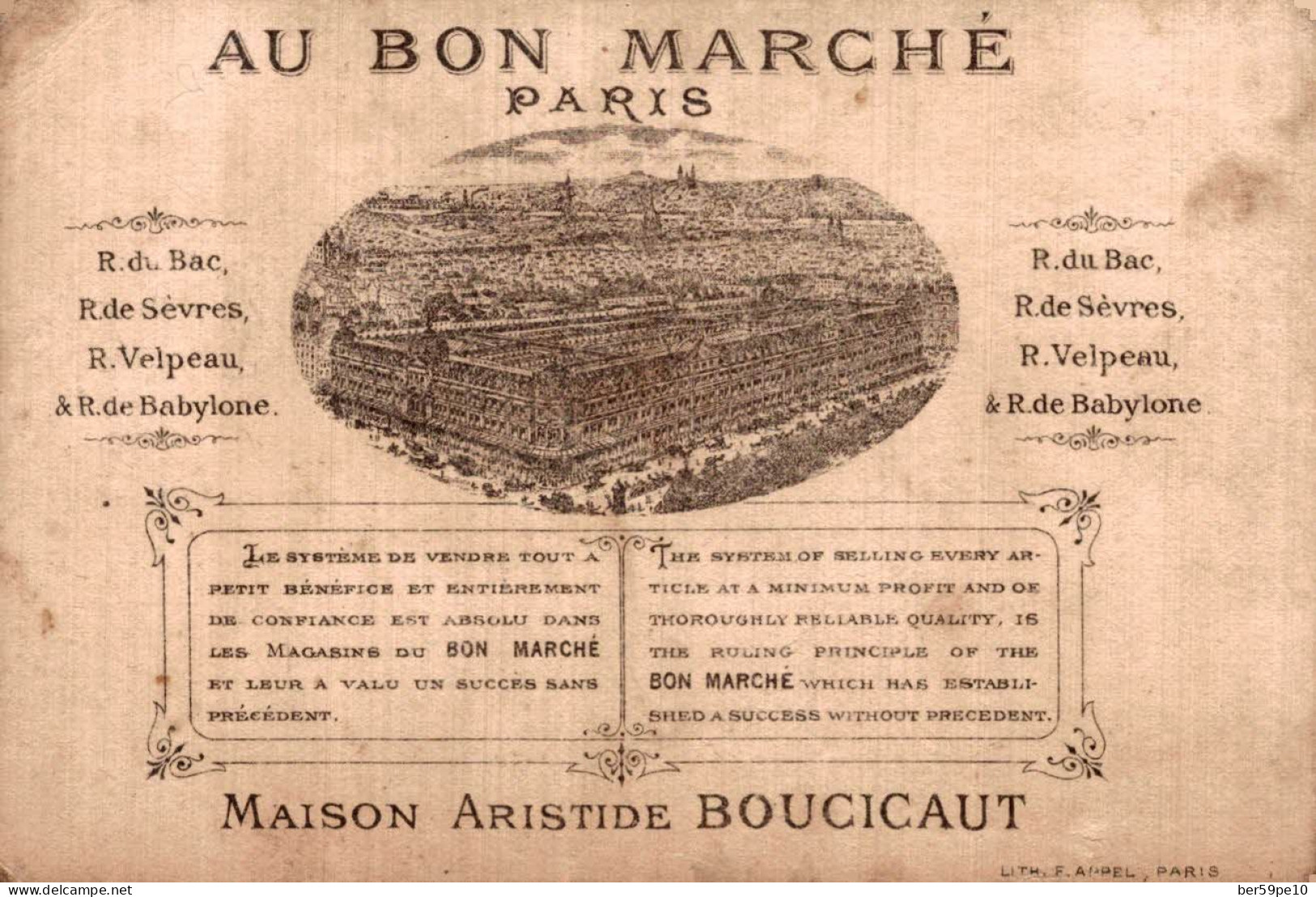 CHROMO AU BON MARCHE MAISON ARISTIDE BOUCICAUT A PARIS MILITAIRES UN TROU A LA LUNE N°6 - Au Bon Marché