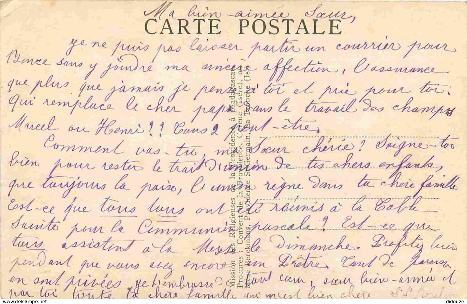 Madagascar - Groupe D'orphelines Portant De L'eau Pour Les Constructions - Correspondance - CPA - Voir Scans Recto-Verso - Madagascar