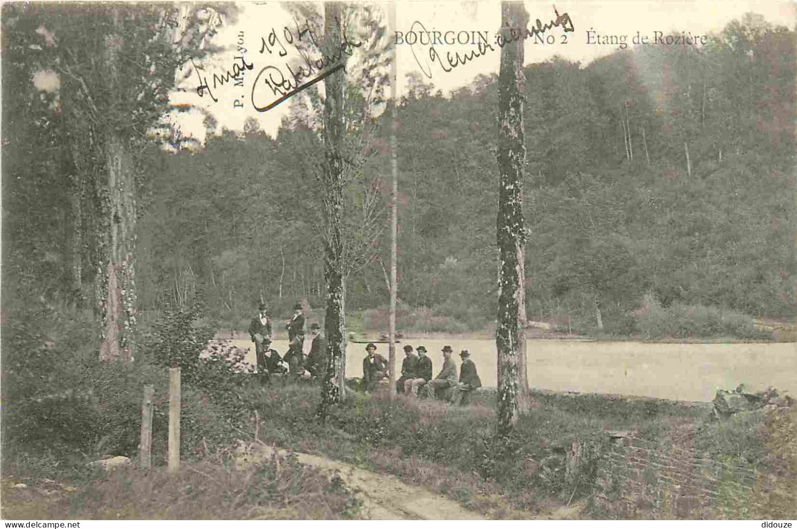 38 - Bourgoin - Etang De Rozière - Animée - Précurseur - CPA - Oblitération Ronde De 1904 - Etat Pli Visible - Voir Scan - Bourgoin