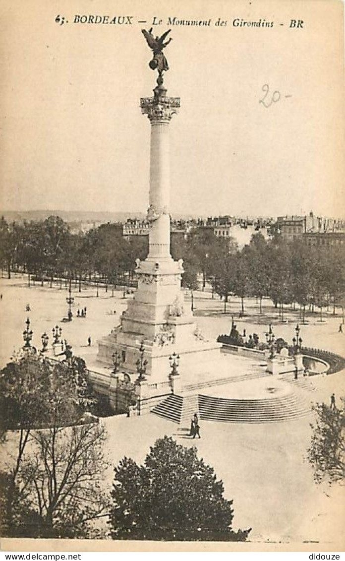 33 - Bordeaux - Monument Des Girondins - Animée - Correspondance - CPA - Voir Scans Recto-Verso - Bordeaux