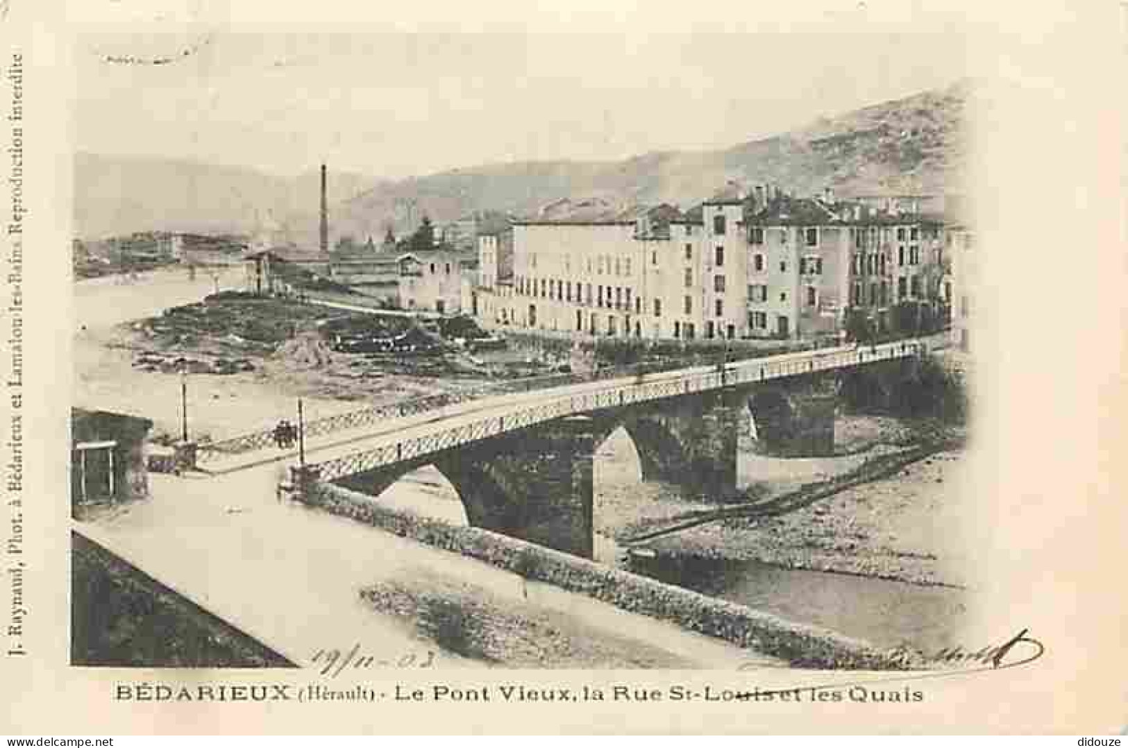 34 - Bédarieux - Le Pont Vieux - La Rue St Louis Et Les Quais - Précurseur - CPA - Voir Scans Recto-Verso - Bedarieux