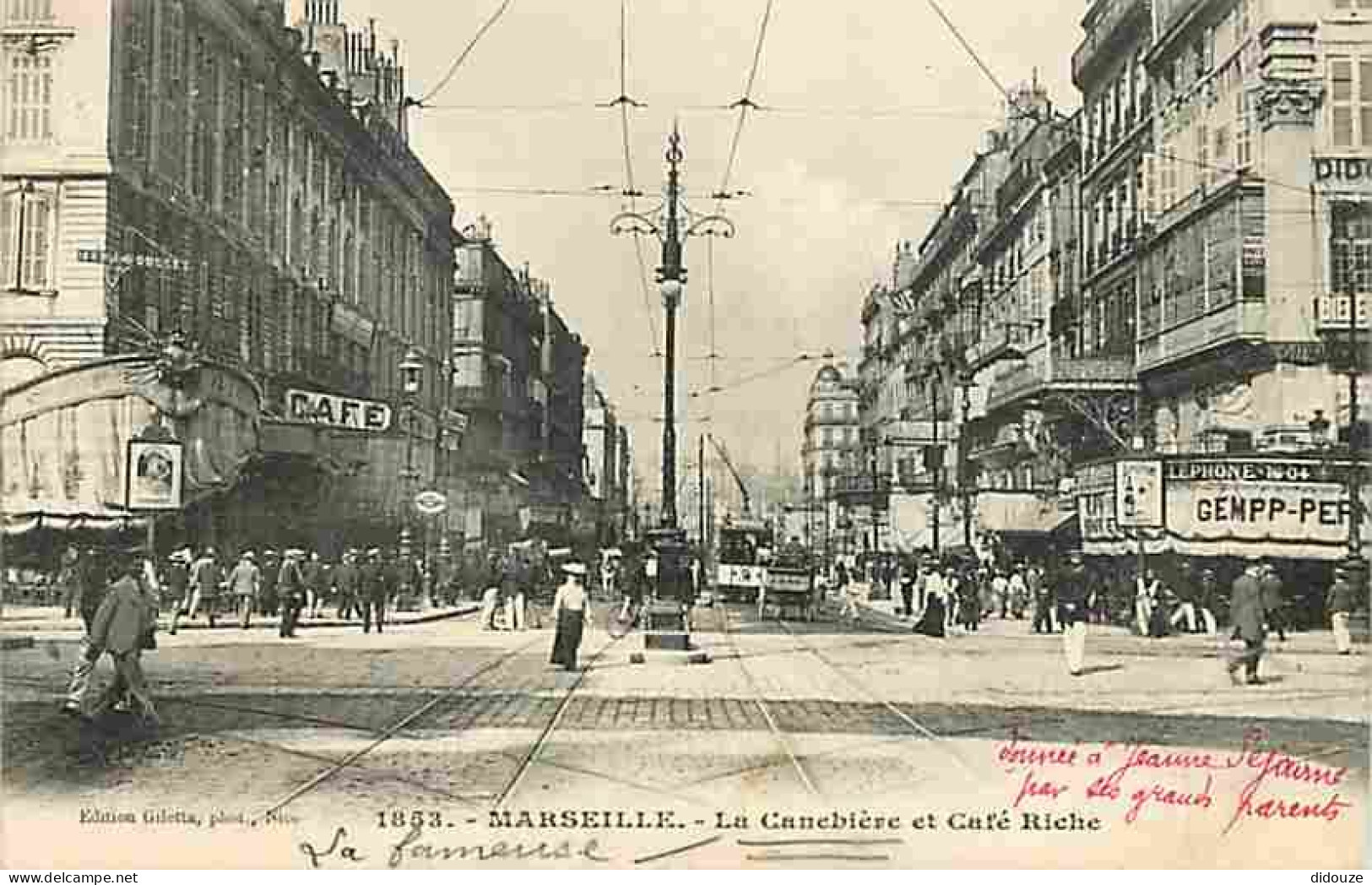 13 - Marseille - La Canebière Et Café Riche - Animée - Tramway - CPA - Voir Scans Recto-Verso - The Canebière, City Centre