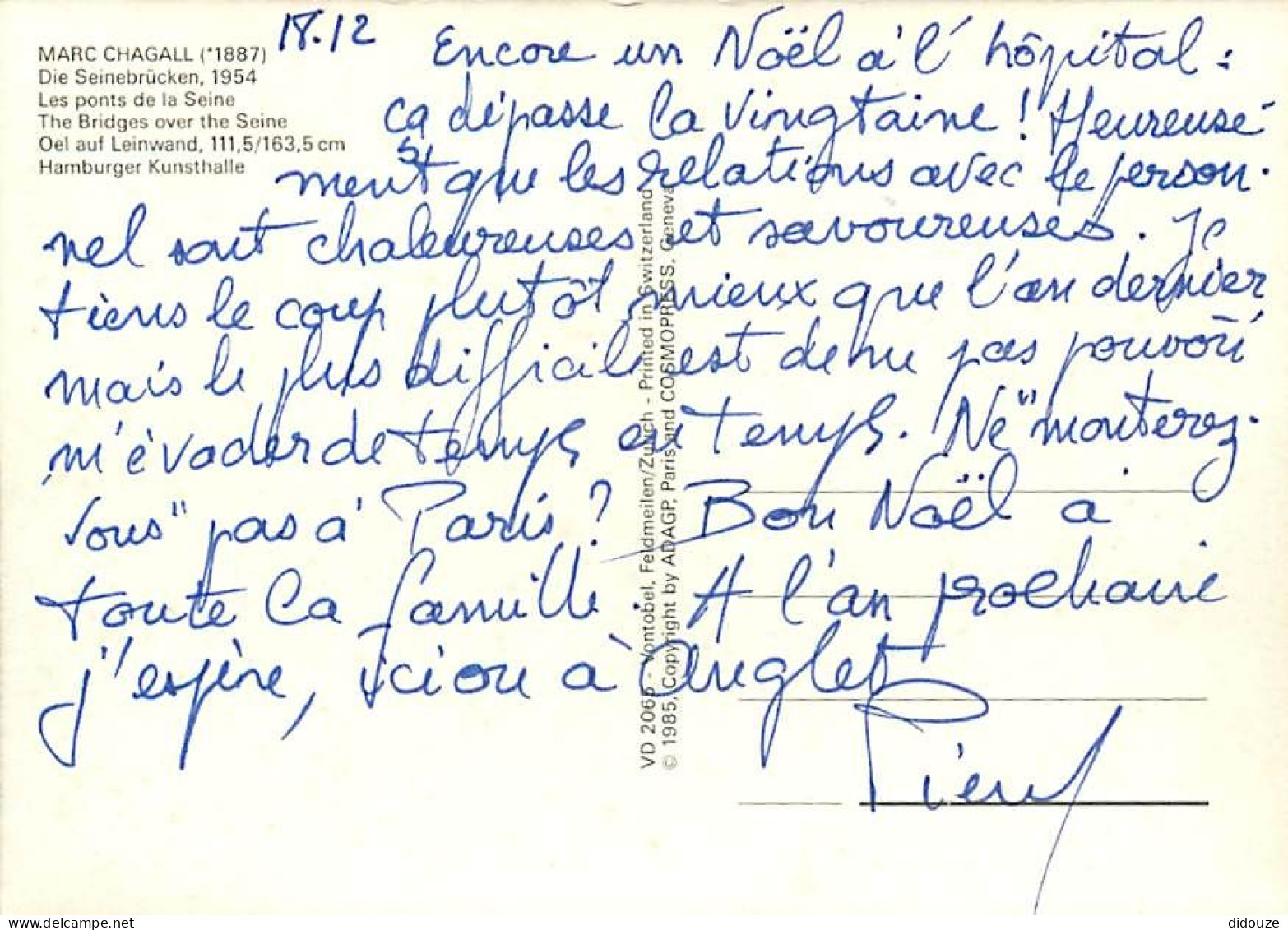 Art - Peinture - Marc Chagall - Les Ponts De La Seine - CPM - Voir Scans Recto-Verso - Peintures & Tableaux