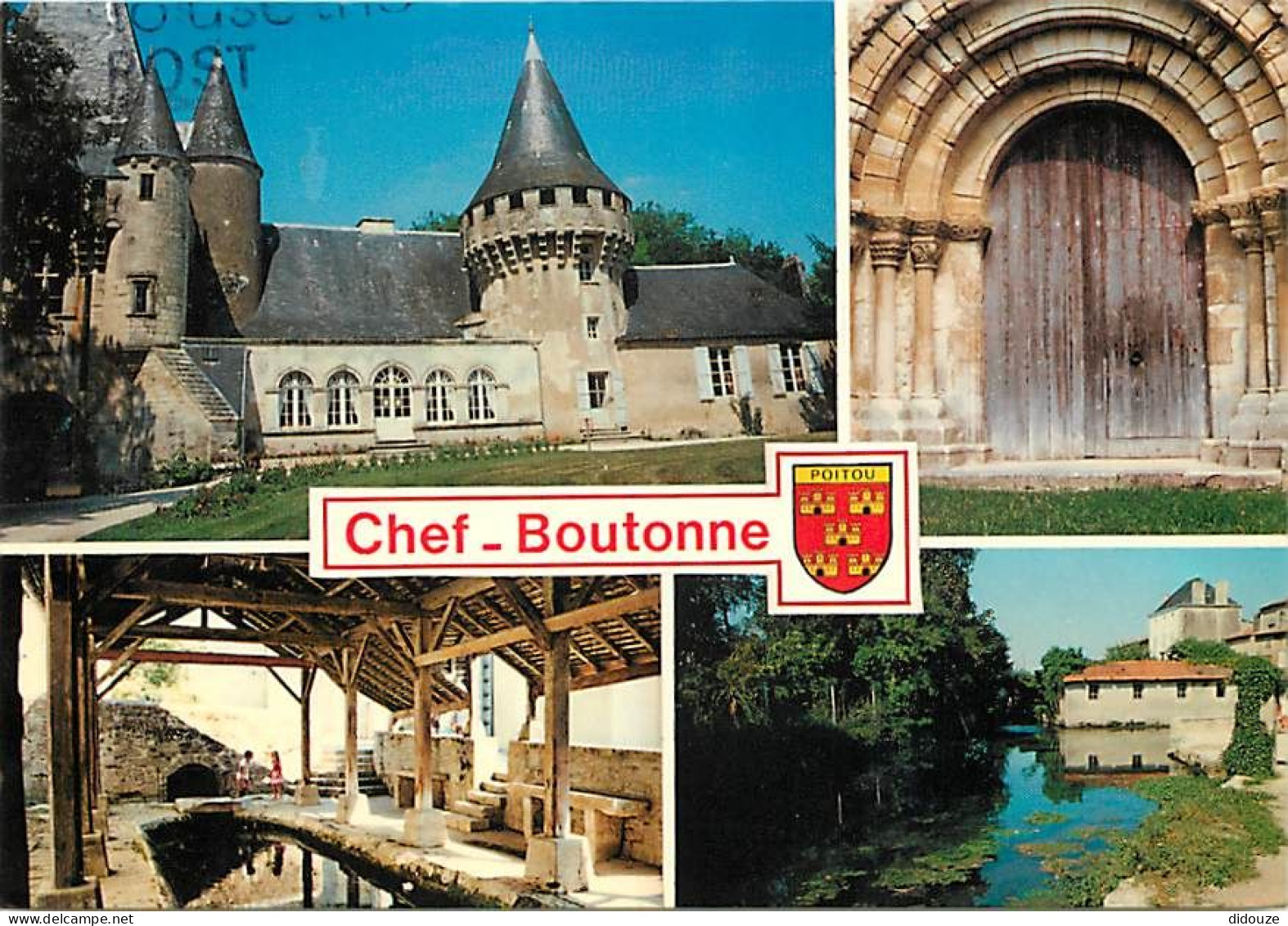 79 - Chef-Boutonne - Multivues - Lavoir - Blasons - Flamme Postale De Chef-Boutonne - CPM - Voir Scans Recto-Verso - Chef Boutonne