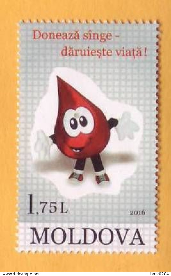 2016  Moldova Moldavie Moldau. Donors. Medicine. Health. "Donate Blood - Gives Life!" 1v Mint - Erste Hilfe