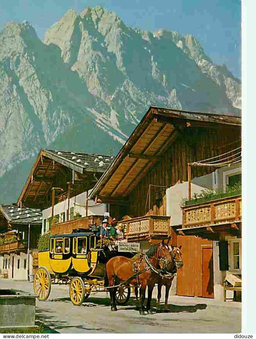 Animaux - Chevaux - Garmisch - FrûhKngsstraBe Mit Waxenstein 2278 M Und Zugspitze 2964 M - Calèche - CPM - Voir Scans Re - Cavalli