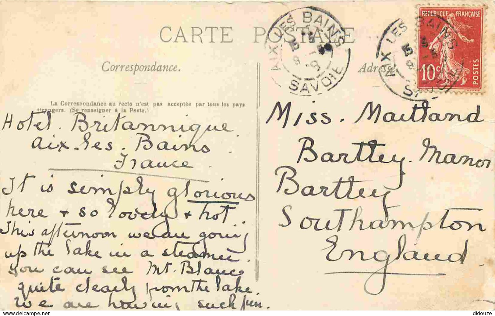 73 - Aix Les Bains - Lac Du Bourget - Animée - Vaches - CPA - Oblitération Ronde De 1908 - Voir Scans Recto-Verso - Aix Les Bains