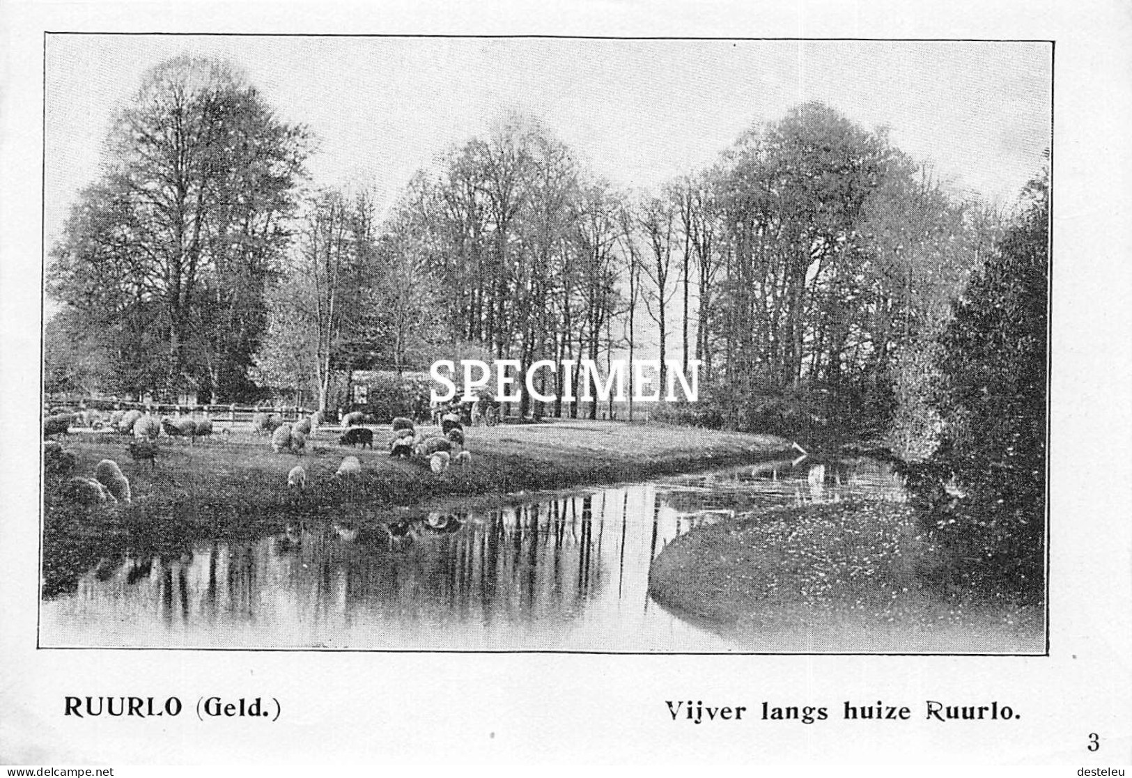 Prent - Vijver Langs Huize Ruurlo - 8.5x12.5 Cm - Other & Unclassified