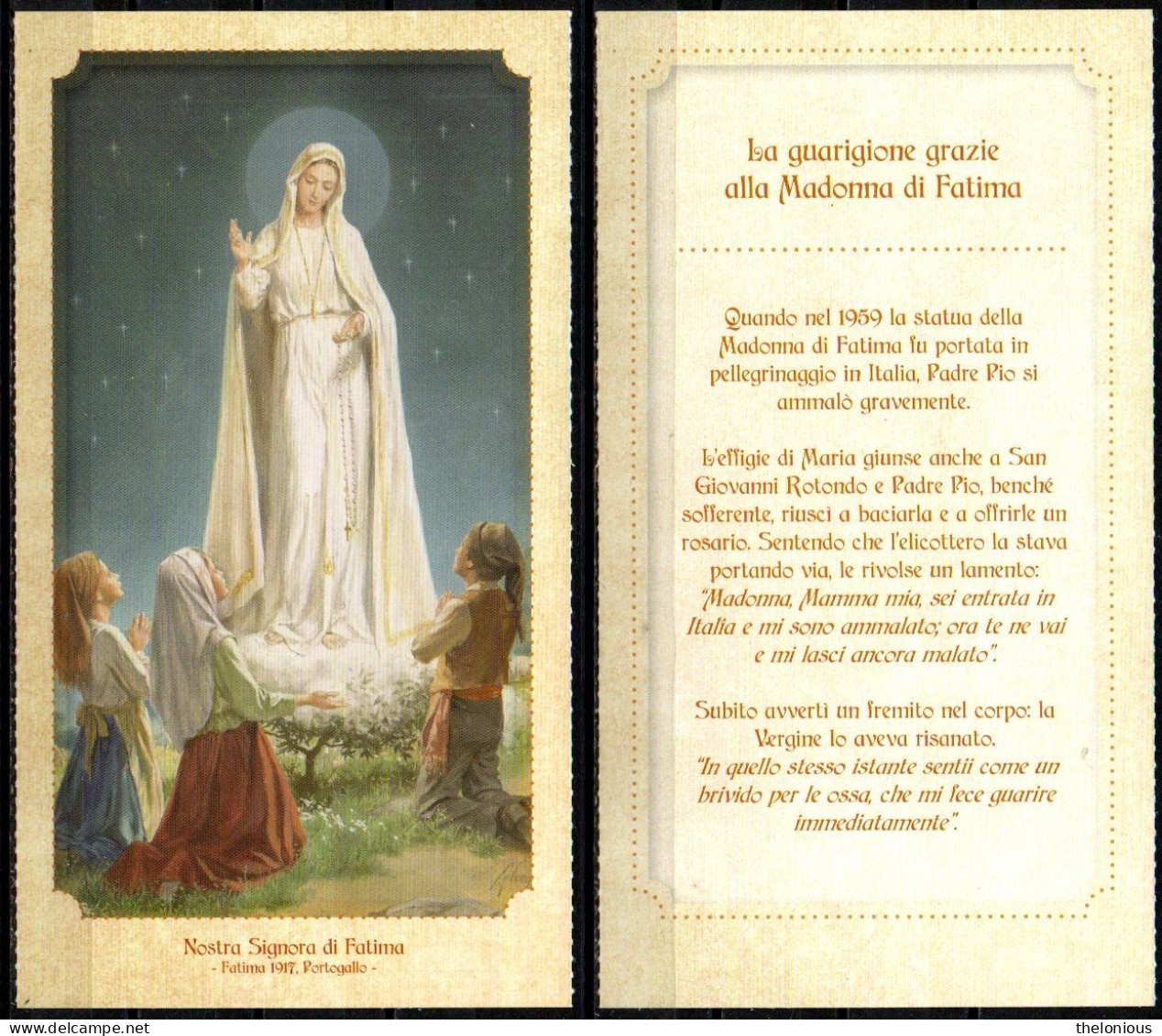 * Santino - Madonna Signora Di Fatima - Fatima 1917, Portogallo - Images Religieuses