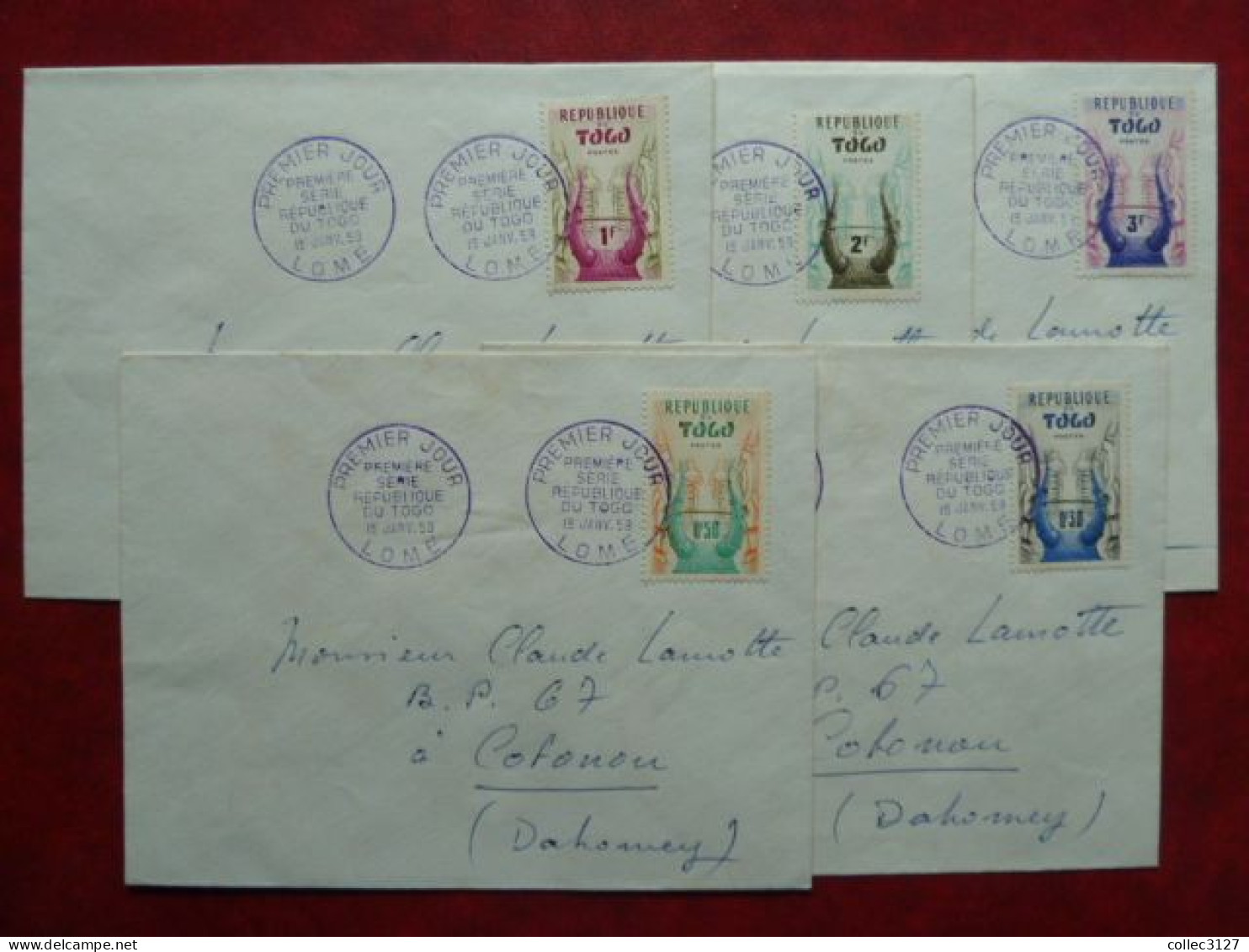 D3 - TOGO - FDC - Lot De 5 Enveloppes Premier Jour - Première Série République Du Togo - Lomé 15/01/1959 - Togo (1960-...)