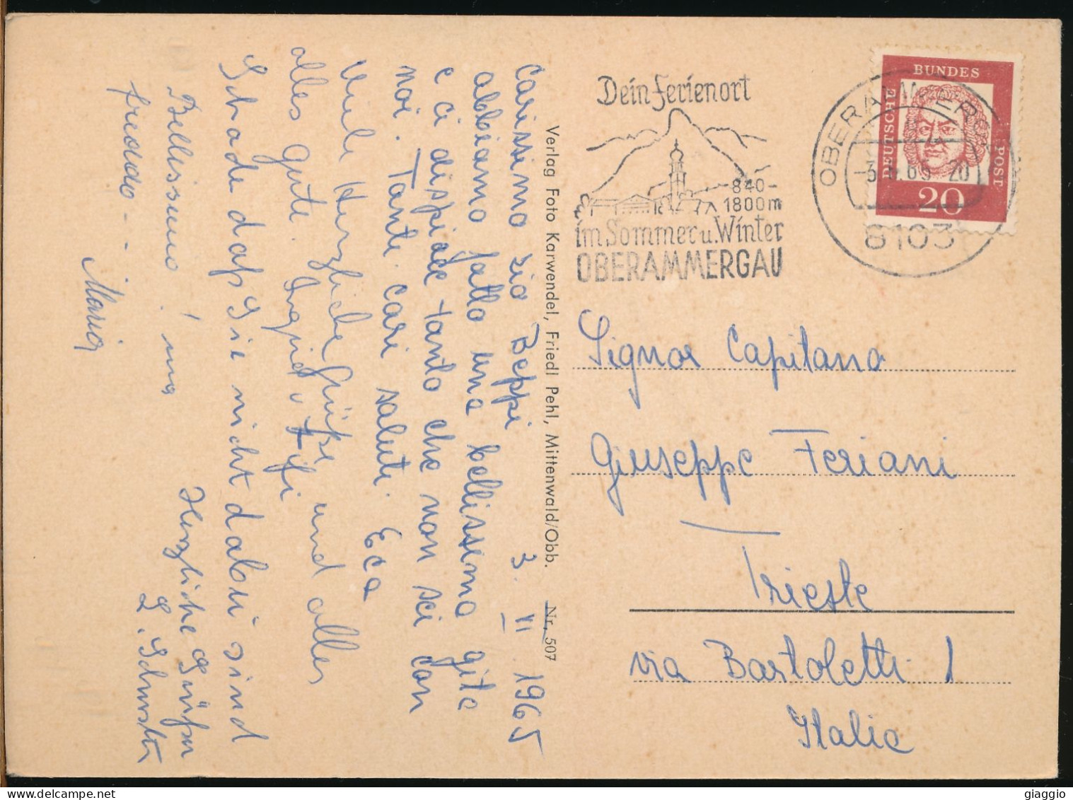 °°° 31072 - GERMANY - GRUSS AUS DEM PASSIONSDORF - OBERAMMERGAU - 1965 With Stamps °°° - Oberammergau