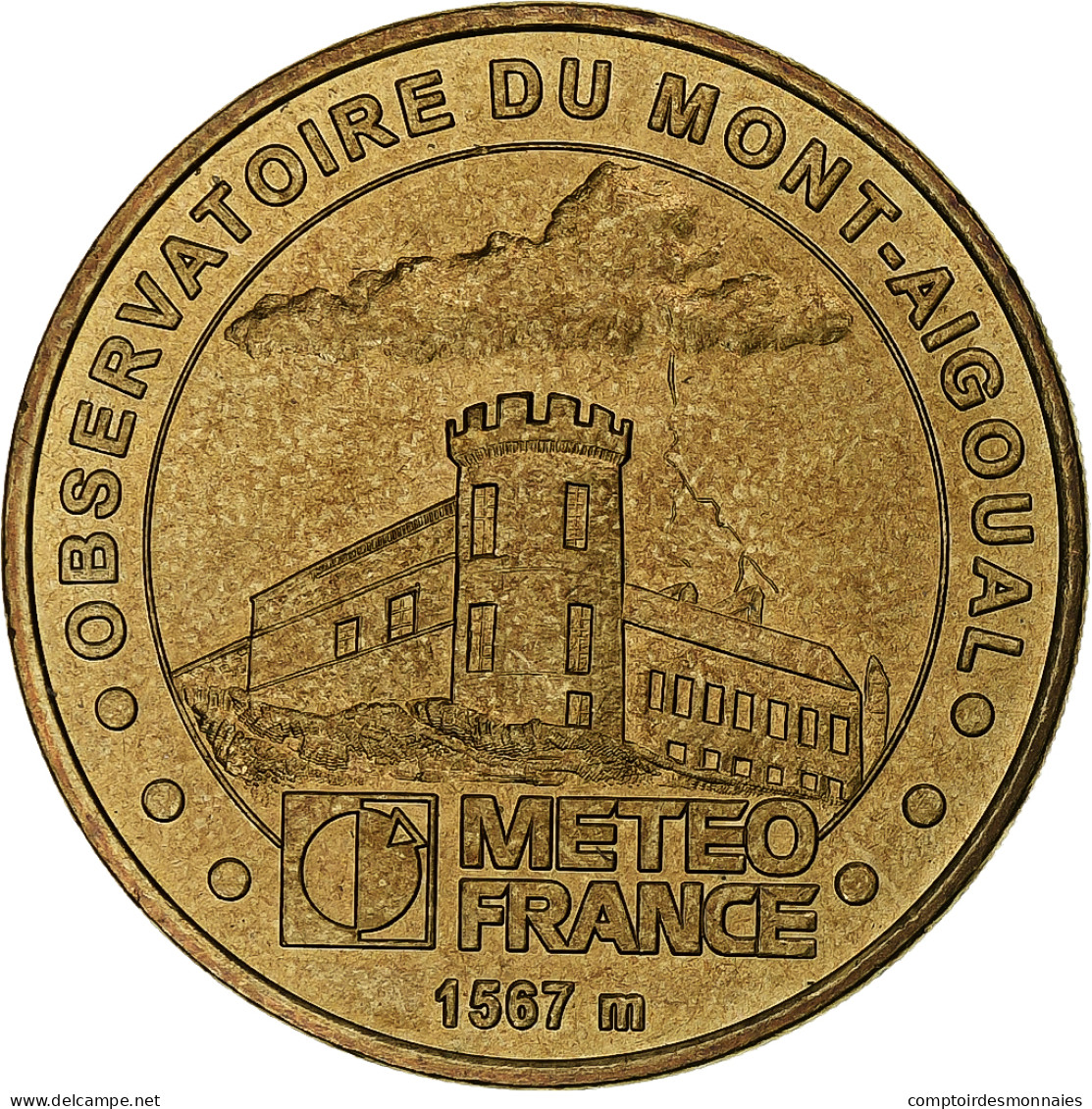 France, Jeton Touristique, Observatoire Du Mont-Aigoual, 2003, MDP, Or Nordique - Sonstige & Ohne Zuordnung