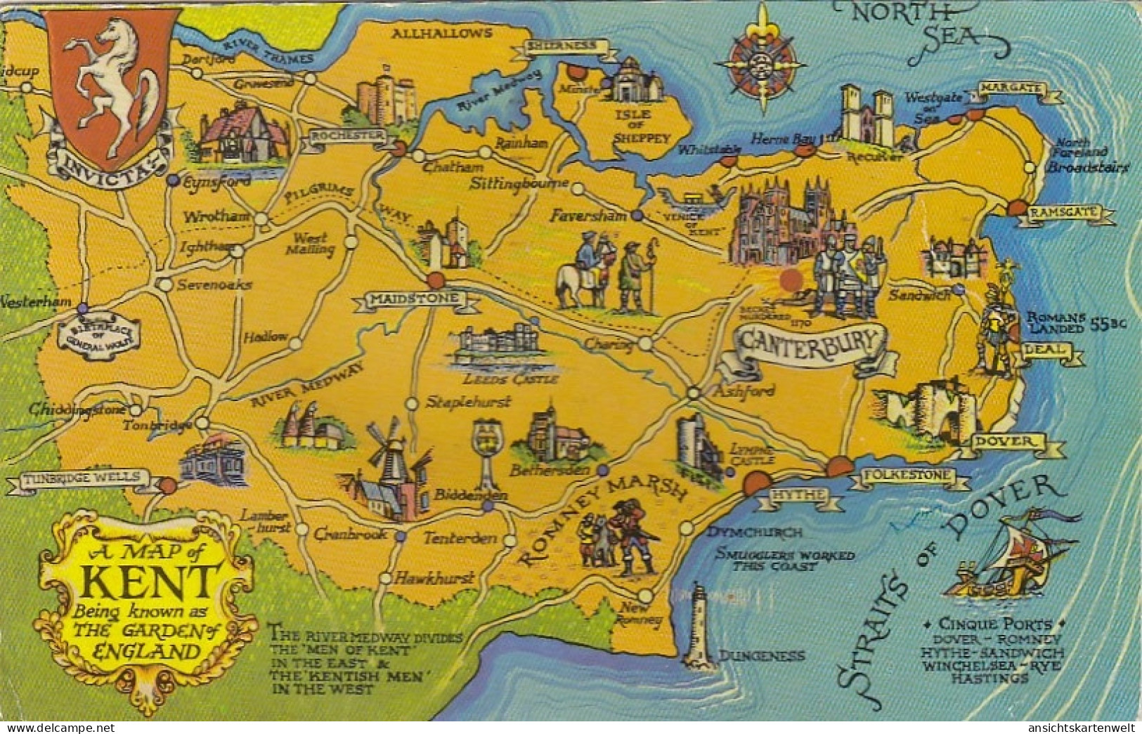 A Map Of Kent, The Garden Of England Gl1973 #G5220 - Autres & Non Classés