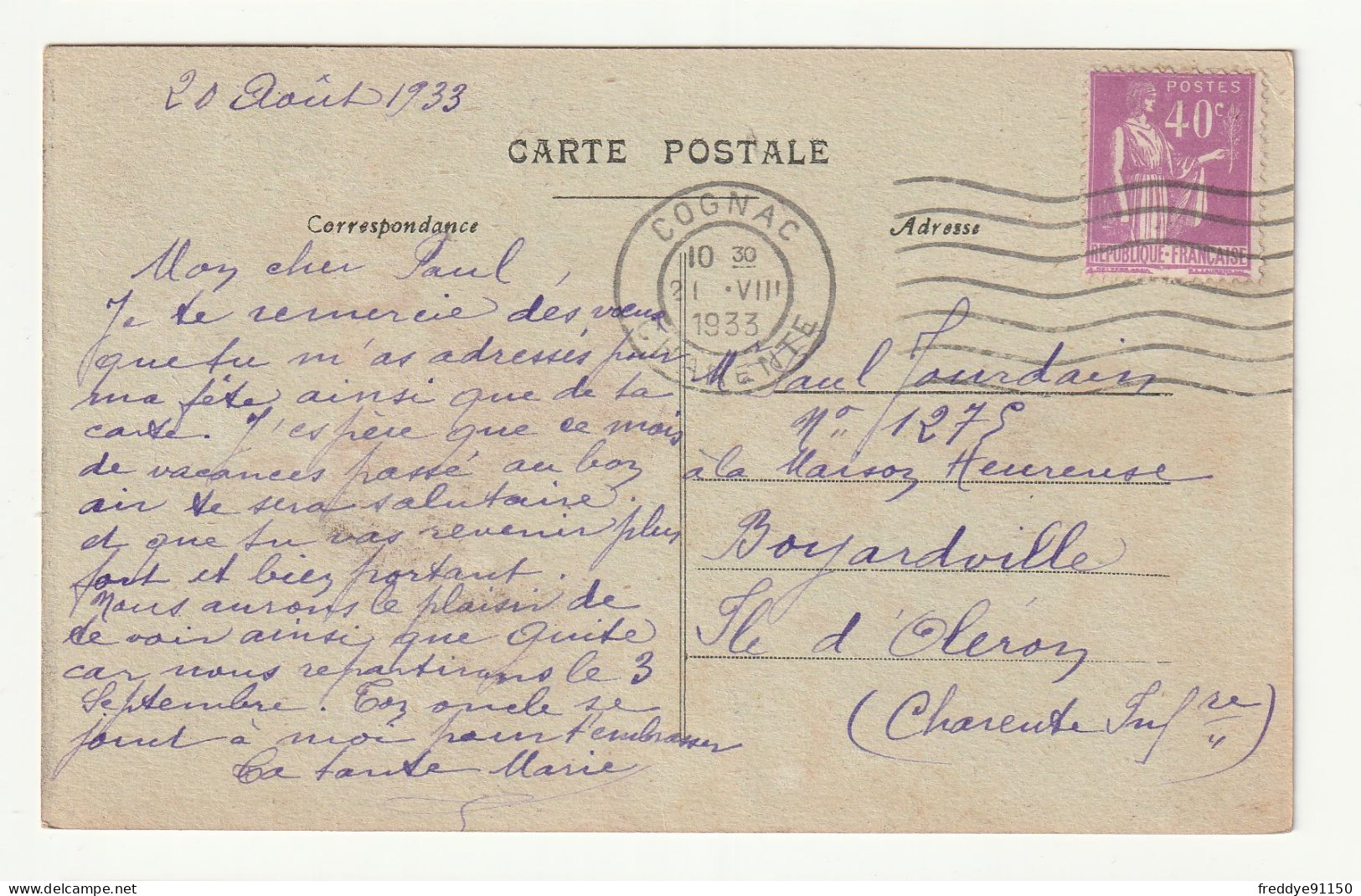 16 . Cognac . Entrée De L'Asile Des Vieillards . Asile Guy Gautier . Fondation E . Mousnier .  1933 - Cognac