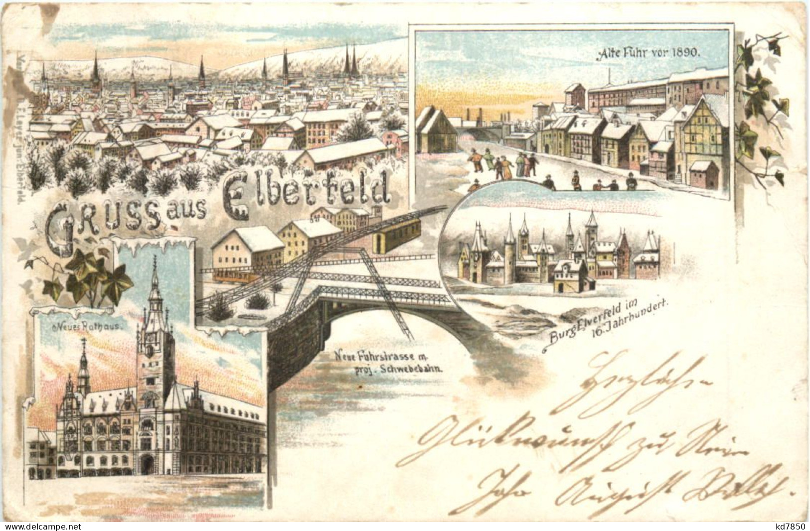 Gruss Aus Elberfeld Im Winter - Litho - Wuppertal