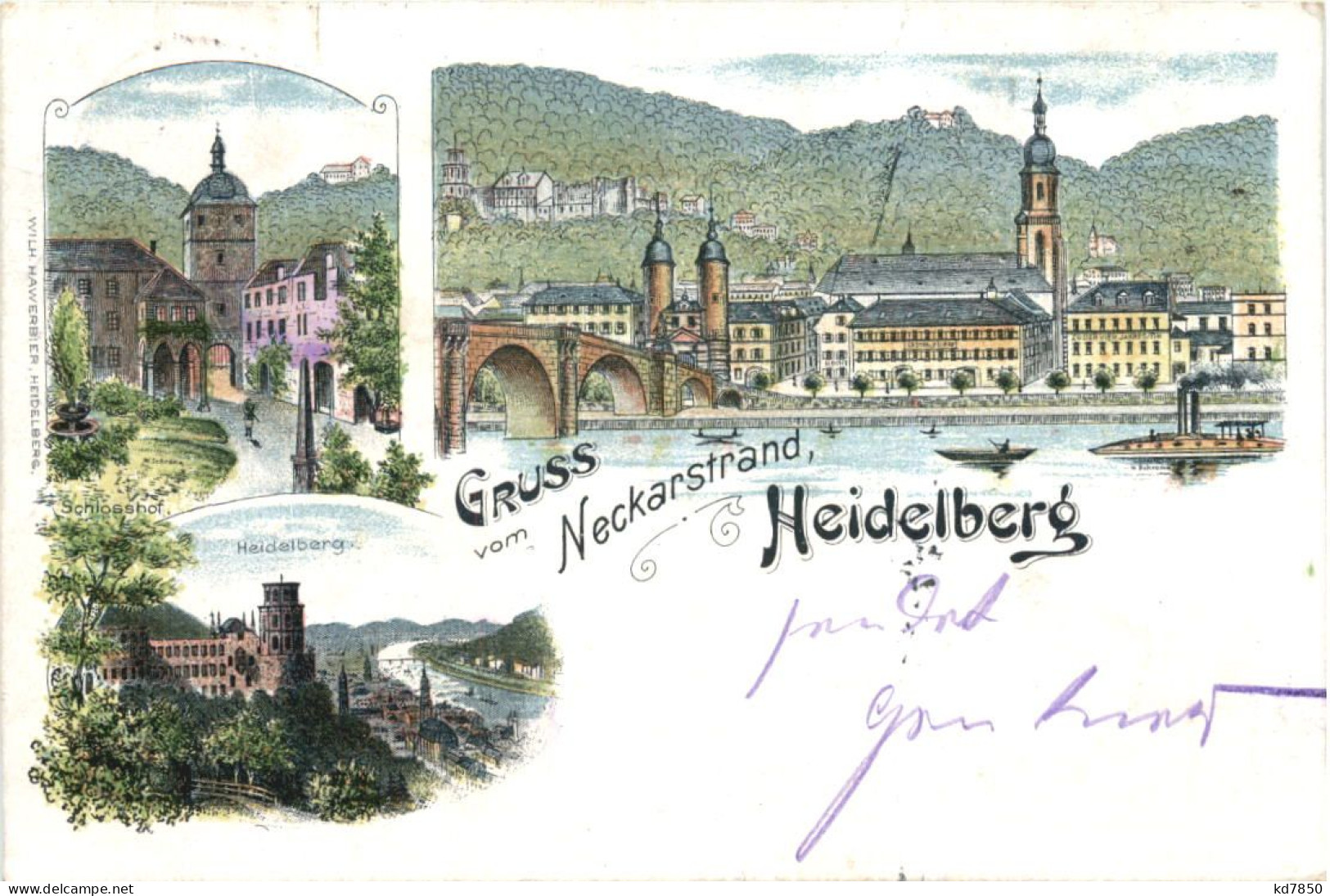 Gruss Vom Neckarstrand Heidelberg - Litho - Heidelberg