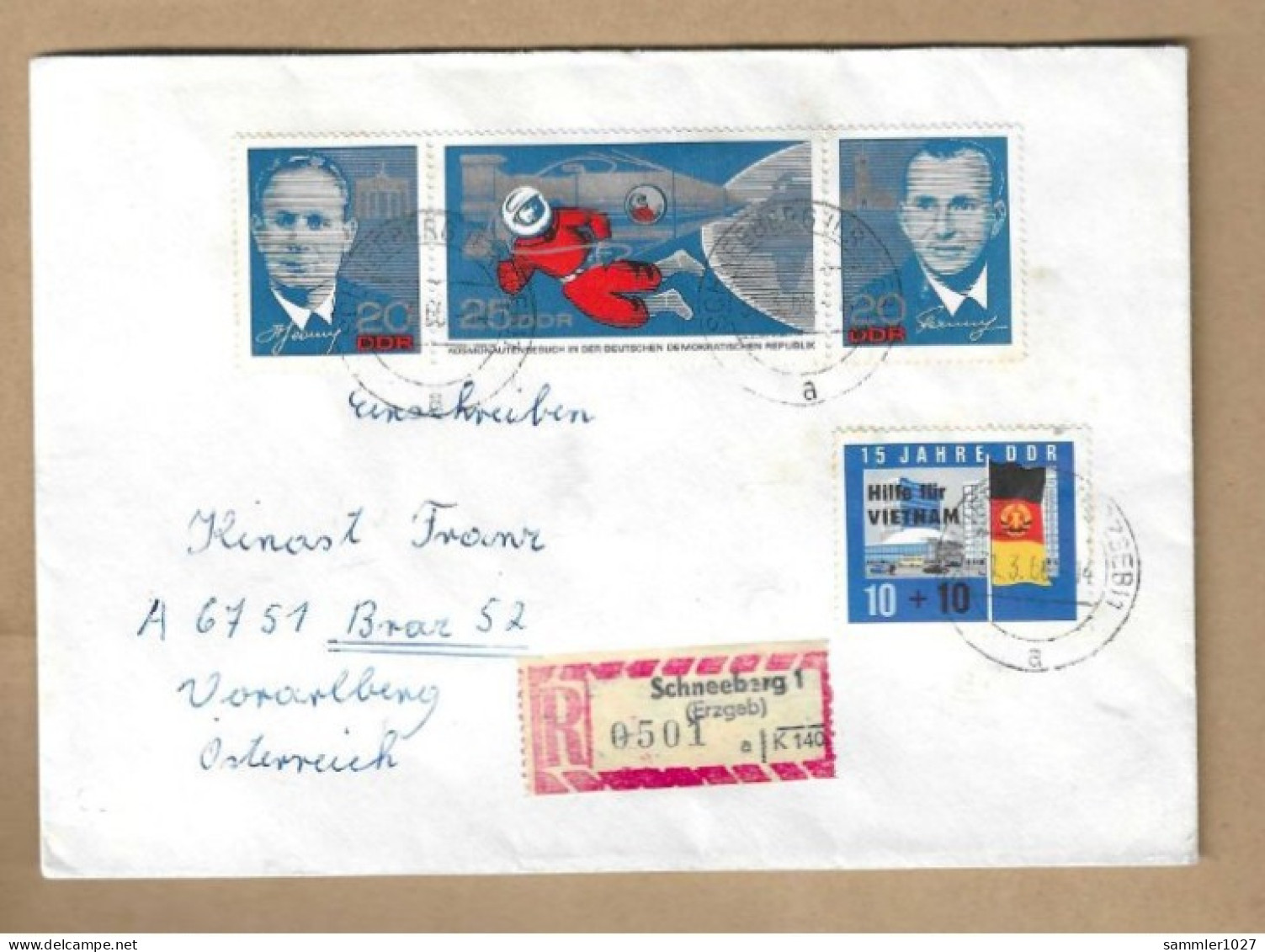 Los Vom 17.05 - Einschreiben-Briefumschlag Aus Schneeberg 1966 - Lettres & Documents