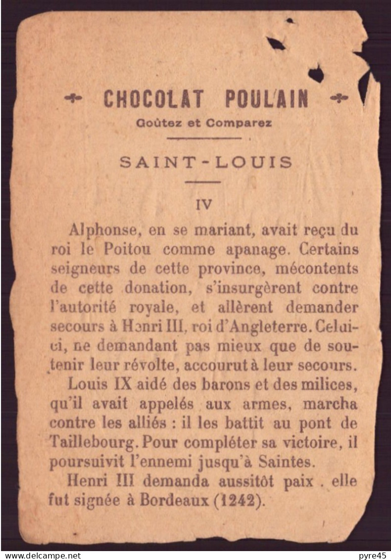 Chromo ( 12.5 X 8.5 Cm ) " Chocolat Poulain " Histoire De Louis IX, Saint Louis , 4 - Poulain