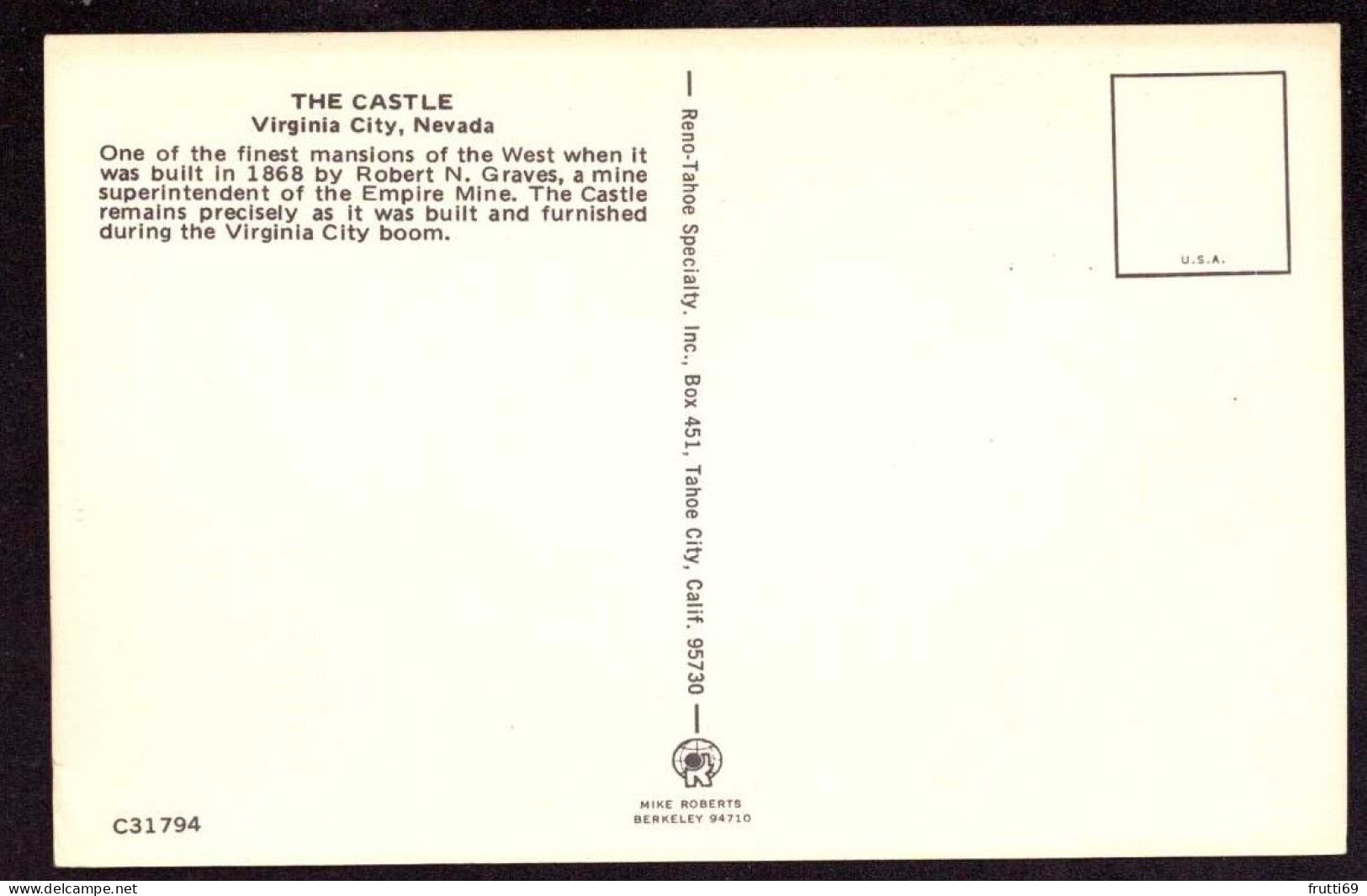 AK 211965 USA - Nevada - Virginia City - The Castle - Other & Unclassified