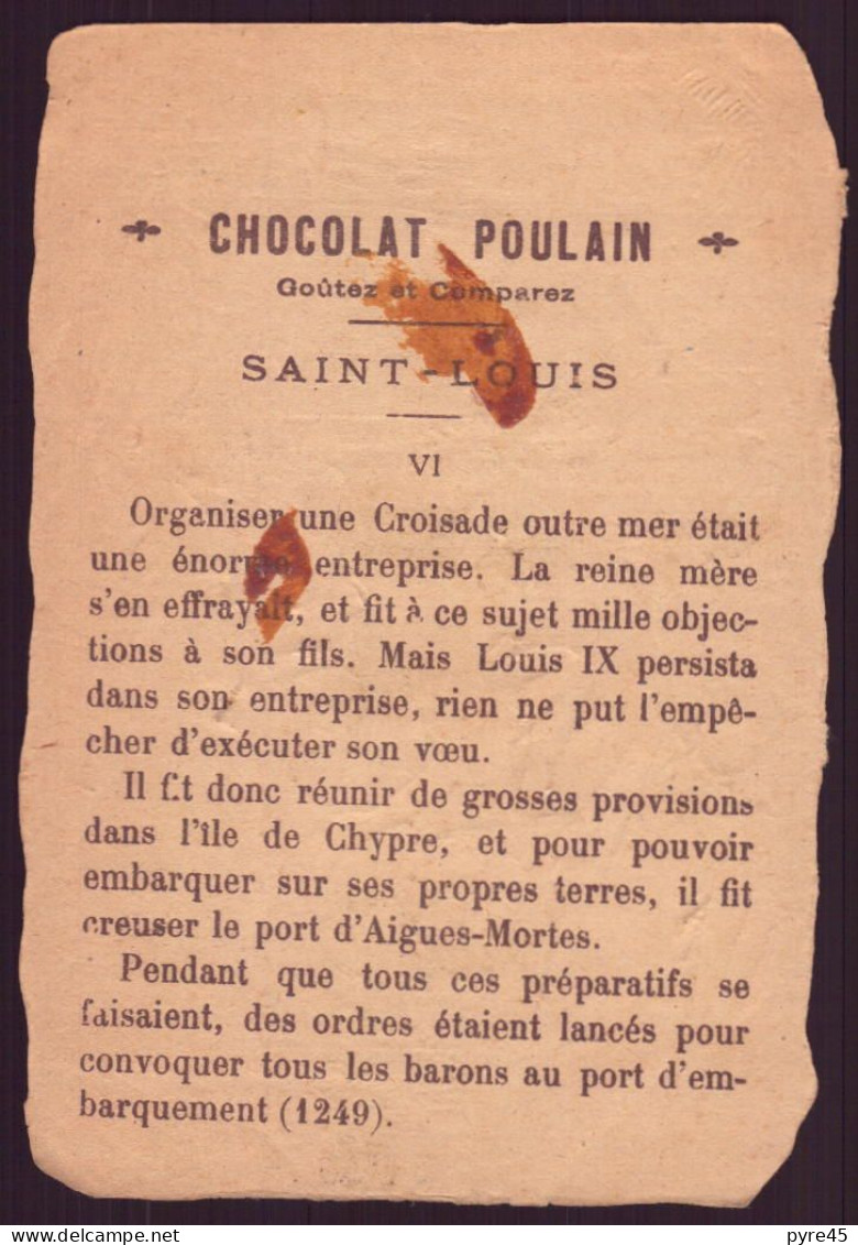 Chromo ( 12.5 X 8.5 Cm ) " Chocolat Poulain " Histoire De Louis IX, Saint Louis , 6 - Poulain