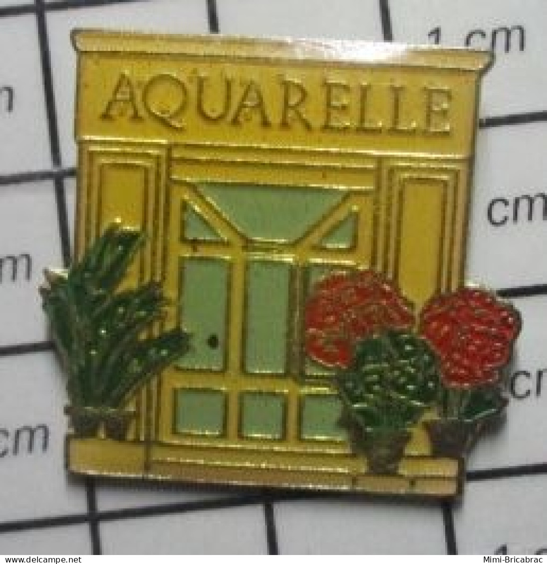 711E Pin's Pins / Beau Et Rare / MARQUES / AQUARELLE FLEURISTE FLEURS PLANTES VERTES BOUTIQUE Par AB Arthus ? - Trademarks