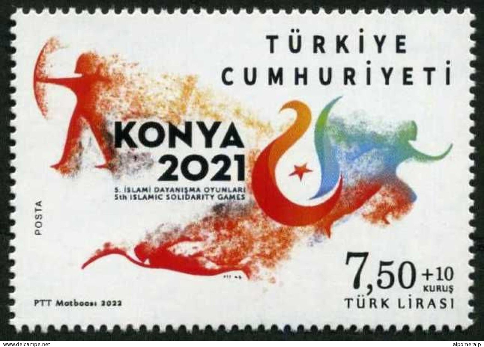 Türkiye 2022 Mi 4712 MNH Fifth Islamic Solidarity Games, Konya | Archery, Athletes, Swimming - Unused Stamps