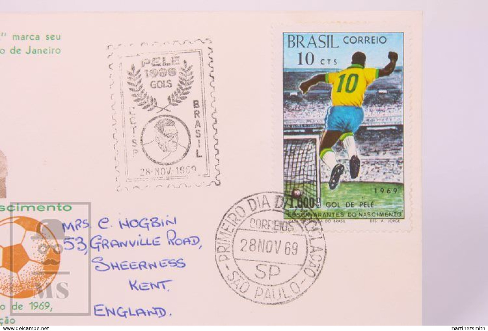 Brezil/ Brazil FDC 1969 Yvert 914, Pele, 1000 Goals  - Topical Sports Football Cover - FDC