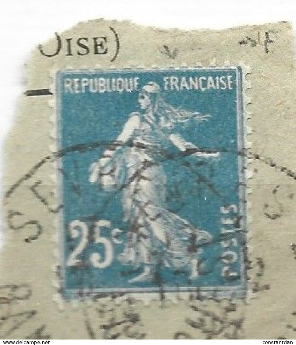 FRANCE N°140 25C BLEU TRAIT DANS LE F DE FRANCAISE CASE 39 OBL - Used Stamps