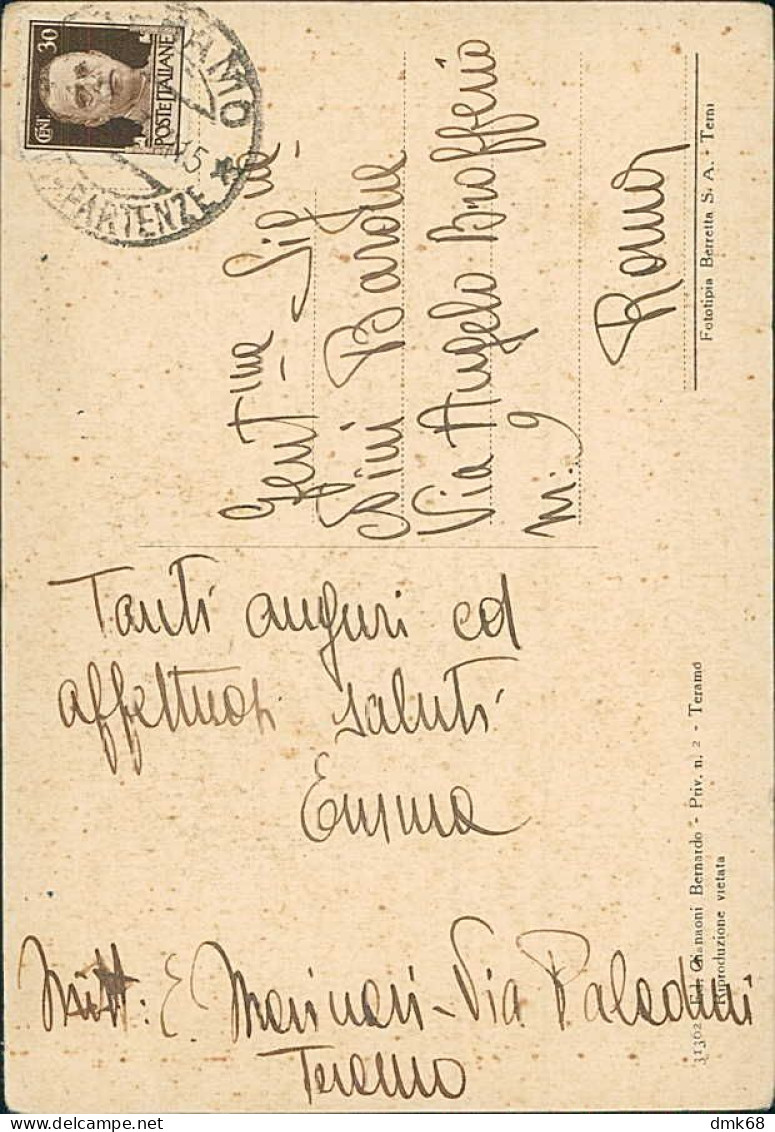 TERAMO - PALAZZO R..R. POSTE E TELEGRAFI - EDIZ. GIANAONI - SPEDITA  - 1940s (20732) - Teramo