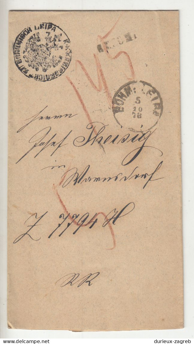 Ex Offo Letter Cover Posted 1878 Böhmisch Leipa To Warnsdorf B240510 - ...-1918 Prephilately