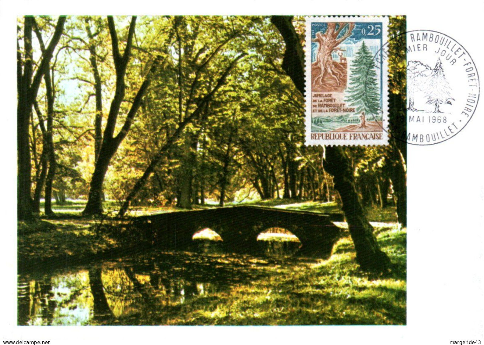 CARTE MAXIMUM 1968 JUMELAGE FORETS  RAMBOUILLET-FORET NOIRE - 1960-1969