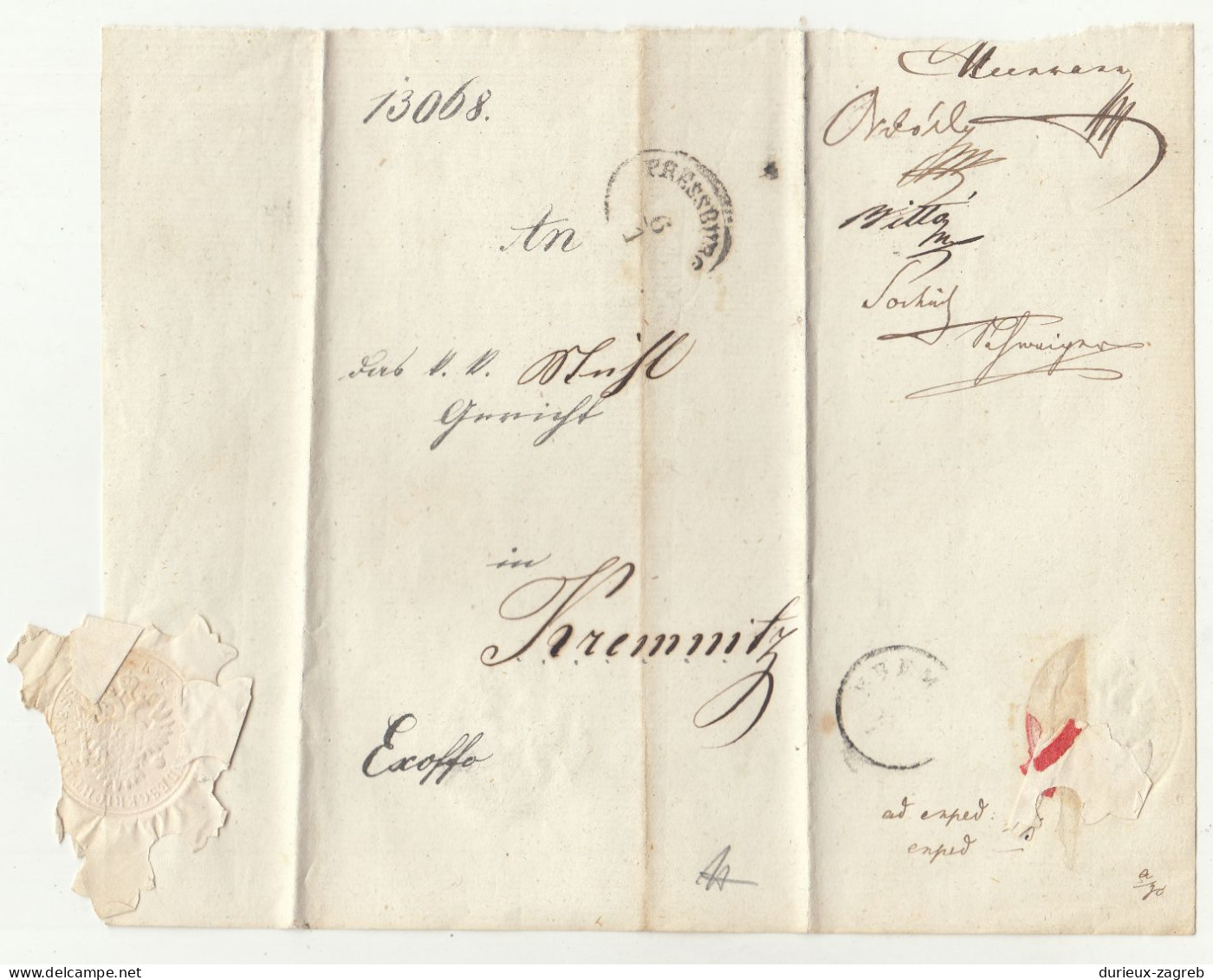 Ex Offo Letter Cover Posted 188? Pressburg To Kremnitz B240510 - Other & Unclassified