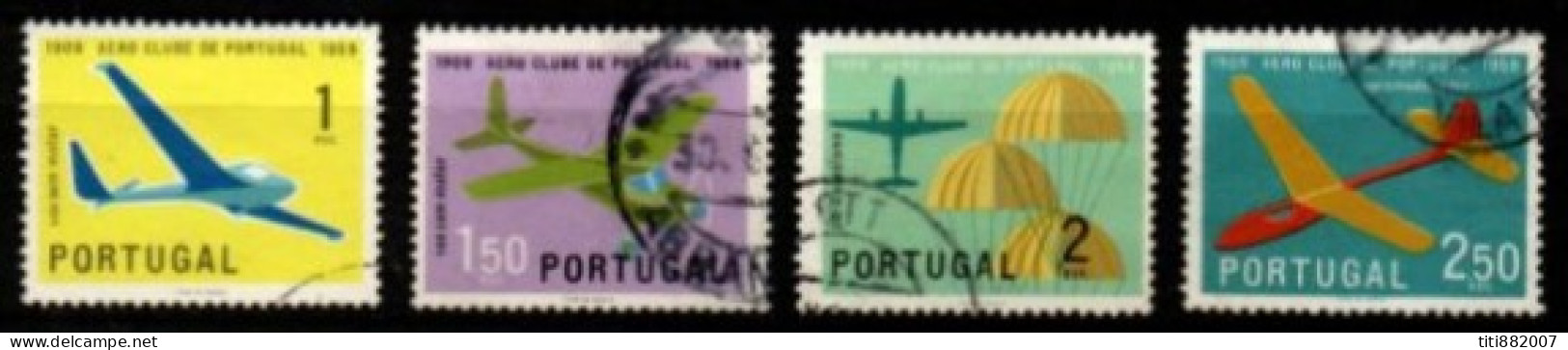 PORTUGAL  -   1960.  Y&T N° 864 à 867 Oblitérés . Avions  /  Parachutes .  Série Complète. - Oblitérés