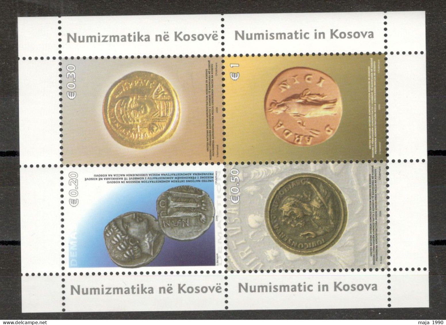 KOSOVO - MNH BLOCK - COIN ON STAMP - 2006. - Kosovo