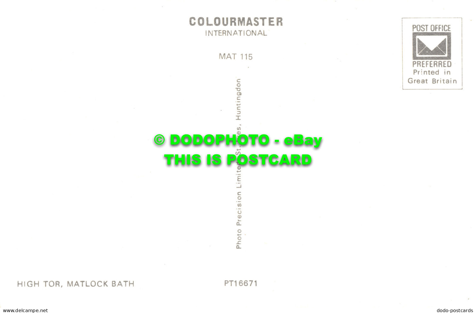 R515060 Matlock Bath. High Tor. Photo Precision Limited. Colourmaster Internatio - Monde