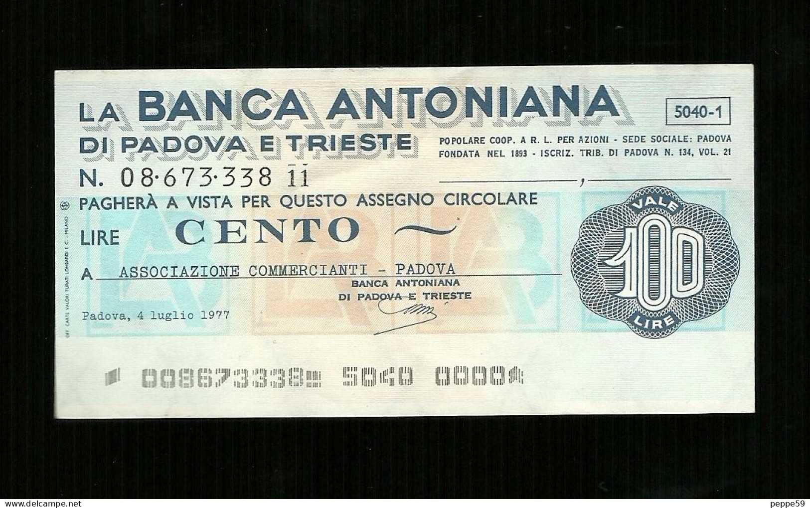 Miniassegni - Banca Antoniana Da Lire 100 - [10] Scheck Und Mini-Scheck