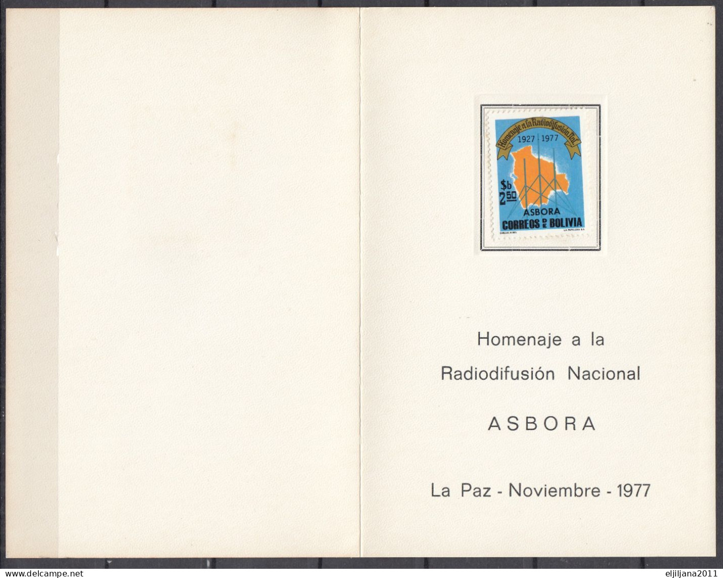 BOLIVIA 1977 LA PAZ ⁕ Presidencia De La Republica ASBORA / 50 ANIVERSARIO DE LA RADIO BOLIVIANA ⁕ Sheet - Bolivië