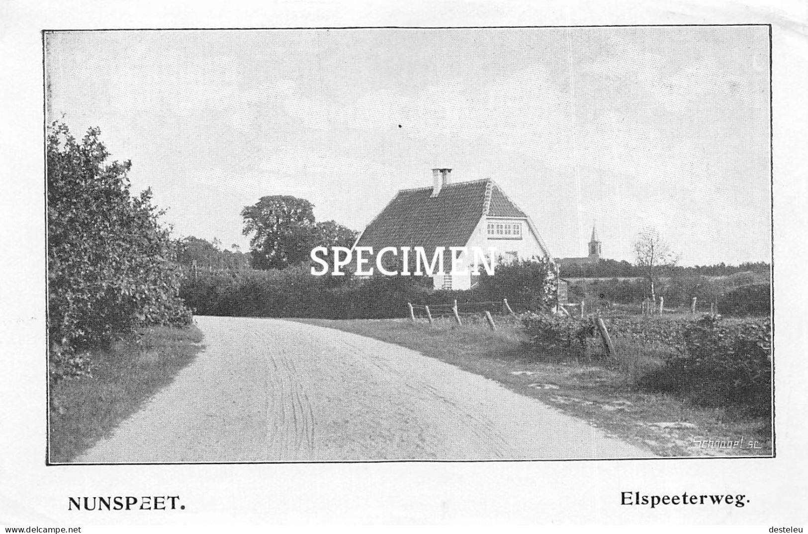Prent - Elspeetersweg - Nunspeet - 8.5x12.5 Cm - Nunspeet
