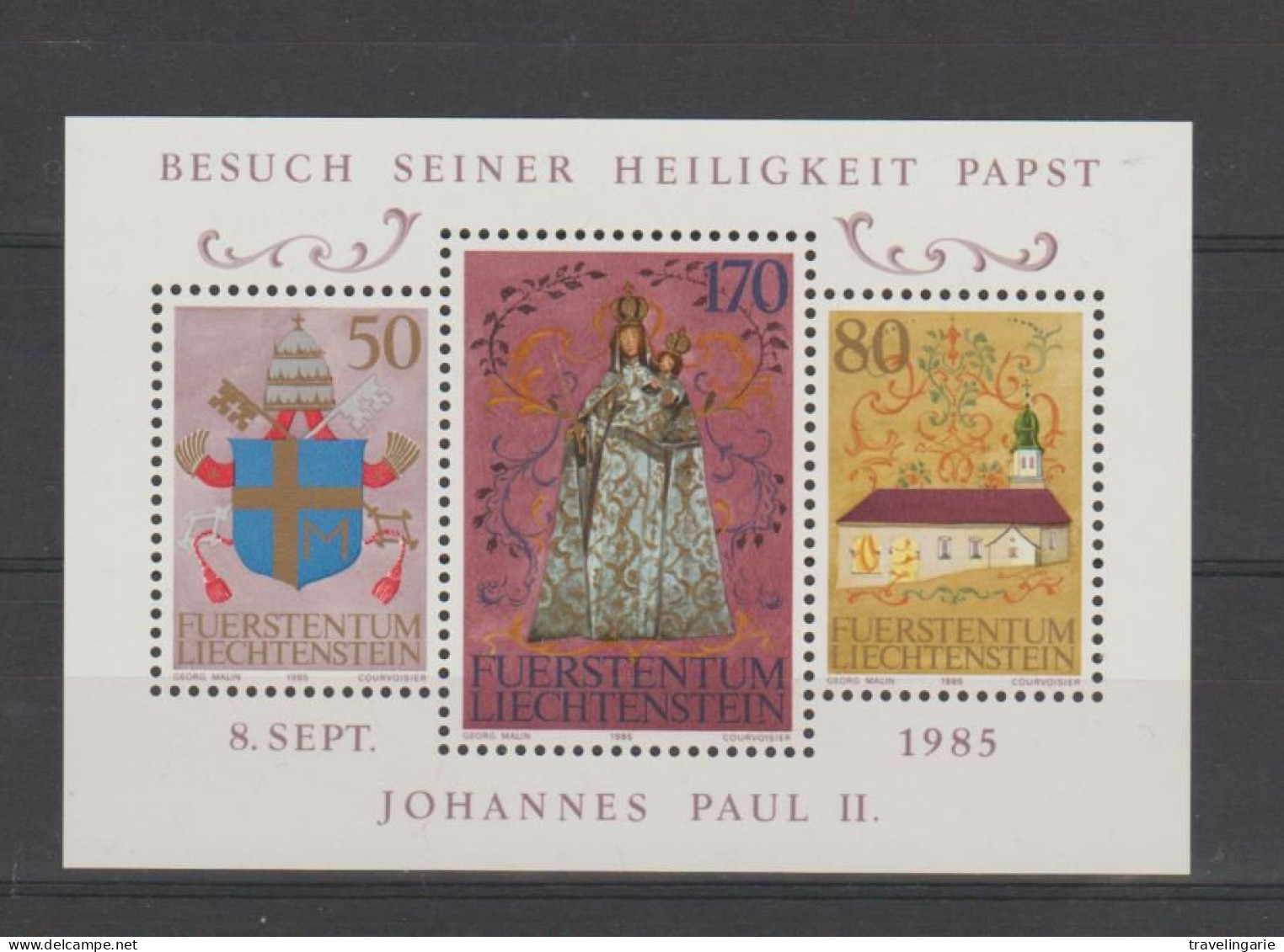 Liechtenstein 1985 S/S Visit Pope John-Paul II ** MNH - Briefmarken