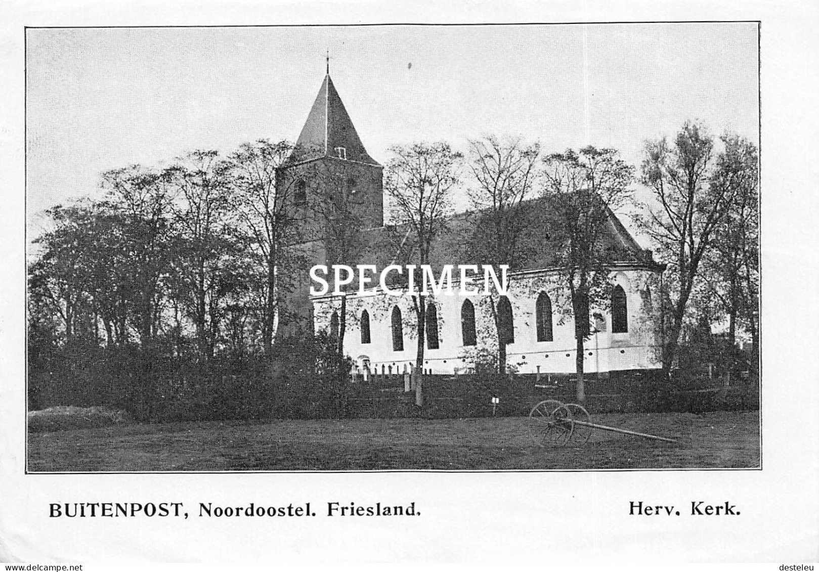 Prent - Buitenpost Noordoostel. Friesland Herv. Kerk - 8.5x12.5 Cm - Autres & Non Classés