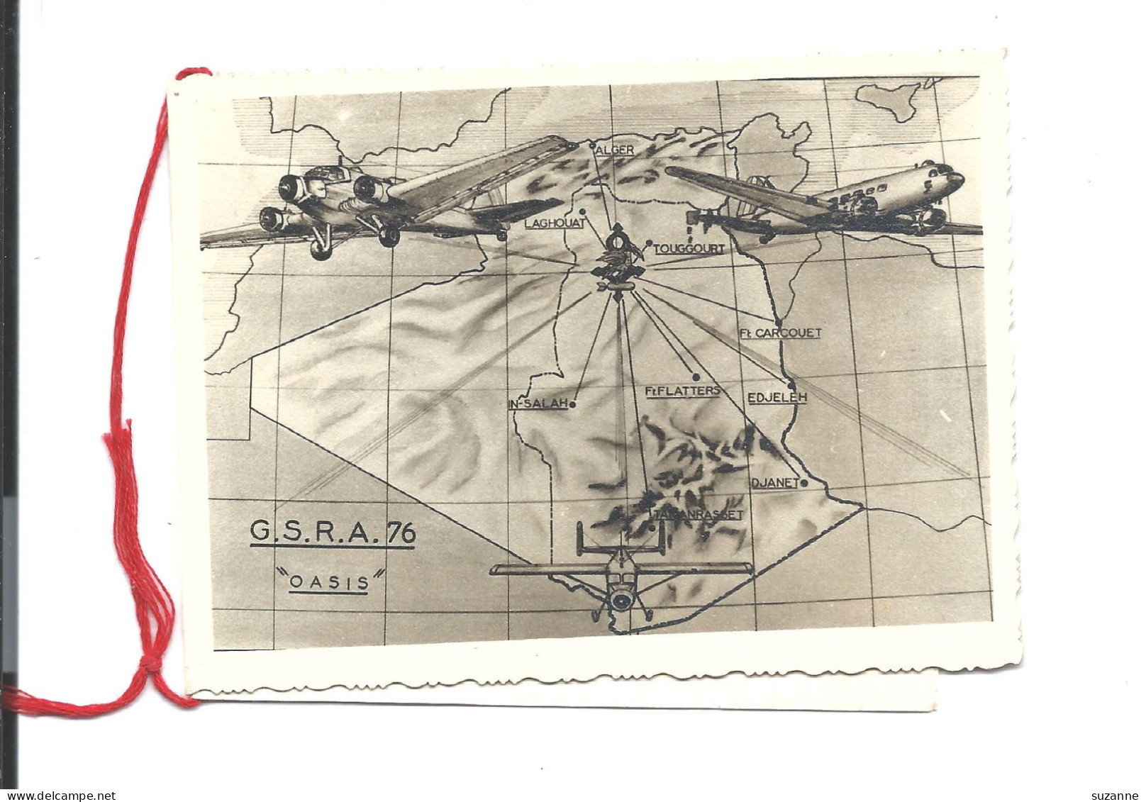 Carte De Voeux 1958 Signature D'un AVIATEUR ? G.S.R.A. 76 OASIS - Lignes ALGER - LAGHOUAT - TOUGGOURT - ETC - Aviadores