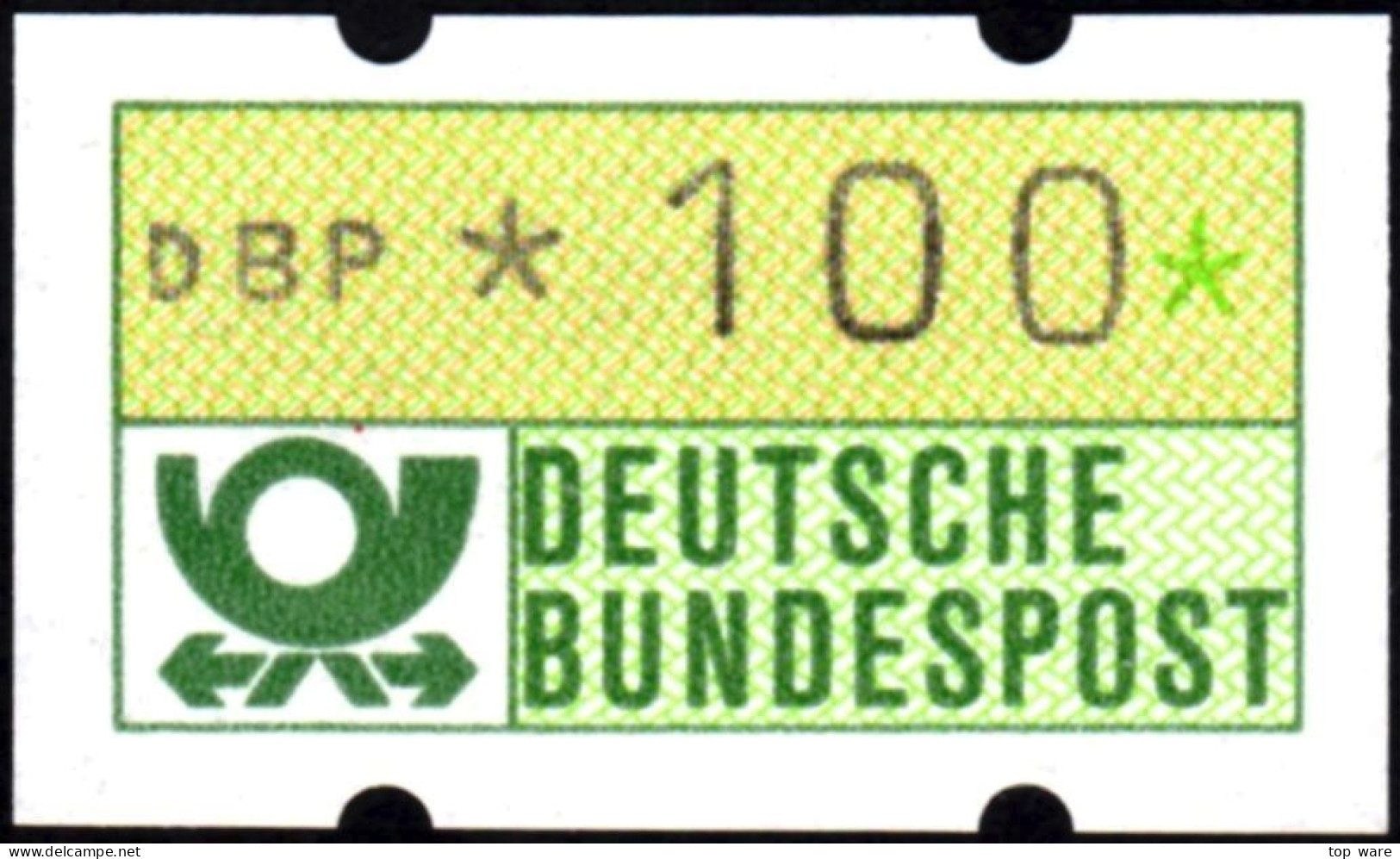 Deutschland Bund ATM 1.1 Hu ZT III Ziffern-Mischtype ATM 100Pf ** Mit Zähl-Nr. + Quittung 03.10.86 Darmstadt 1 - Automaatzegels [ATM]