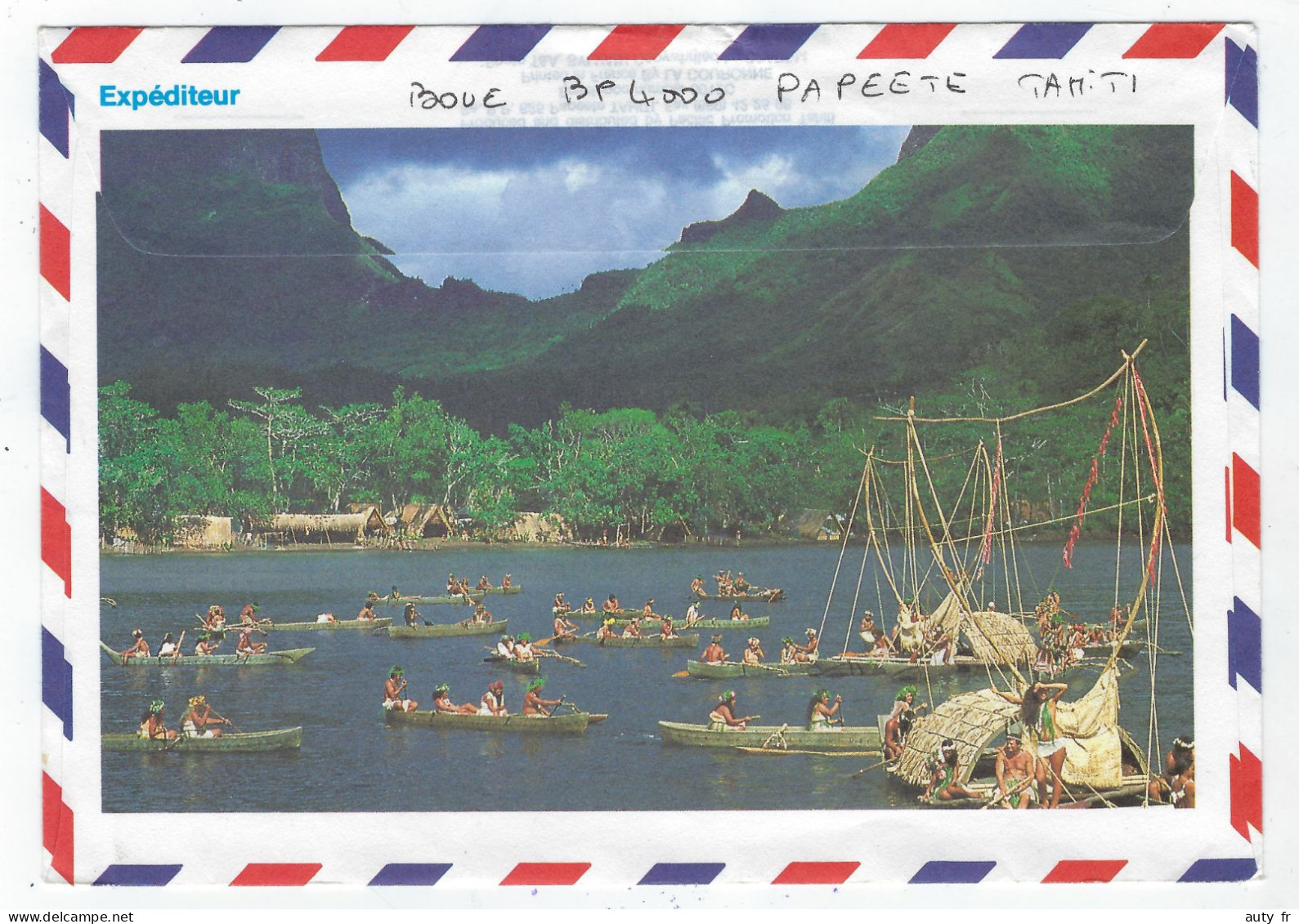 Belle Enveloppe Illustrée De Polynésie - Cachet Centre De Tri Avion Tahiti 1995 - Briefe U. Dokumente