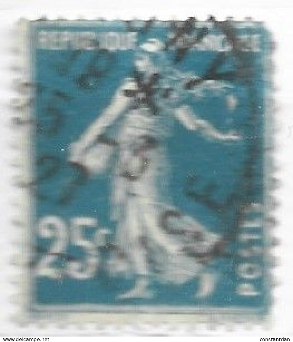 FRANCE N° 140 25C BLEU TYPE SEMEUSE CAMEE ANNEAU LUNE SOUS LES CHEVEUX OBL - Used Stamps