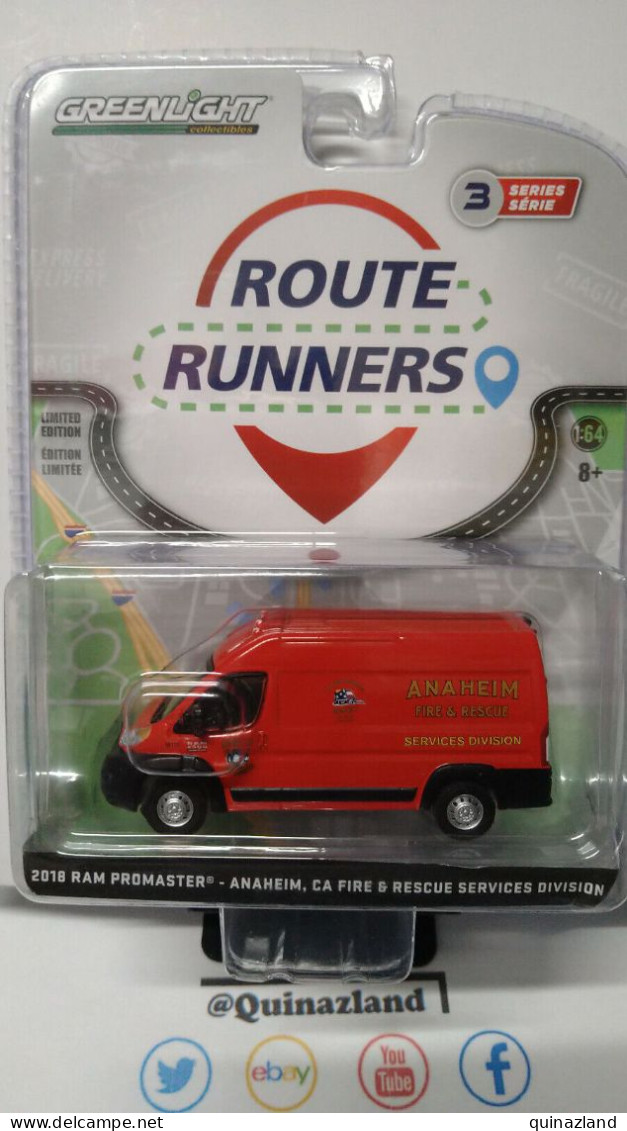 Greenlight Route Runners 2018 Ram Promaster Anaheim CA Fire & Rescue (NG79) - Sonstige & Ohne Zuordnung