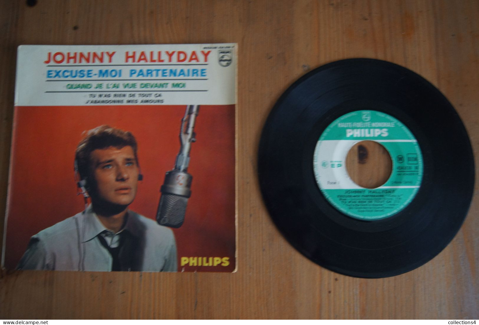 JOHNNY HALLYDAY EXCUSE MOI PARTENAIRE EP 1965 VARIANTE  BEATLES + RARE CACHET DISCOTHEQUE GOLF DROUOT - 45 T - Maxi-Single
