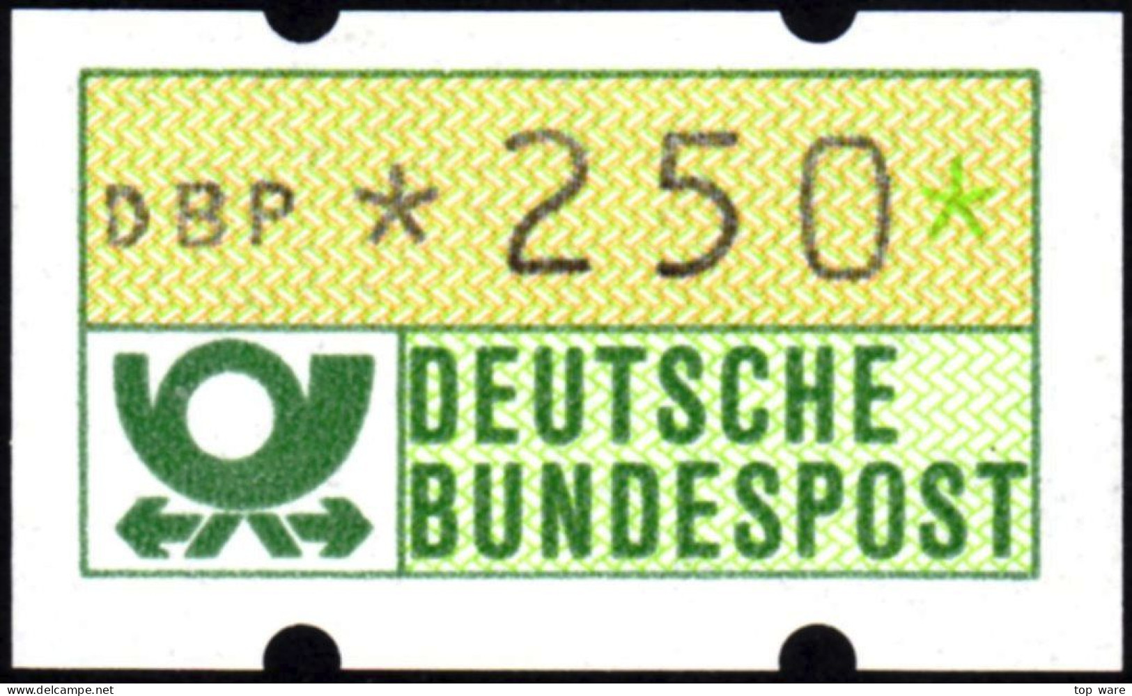 Deutschland Bund ATM 1.1 Hu ZT III Ziffern-Mischtype ATM 250Pf ** Mit Zähl-Nr. + Quittung 30.09.86 Darmstadt 1 - Timbres De Distributeurs [ATM]