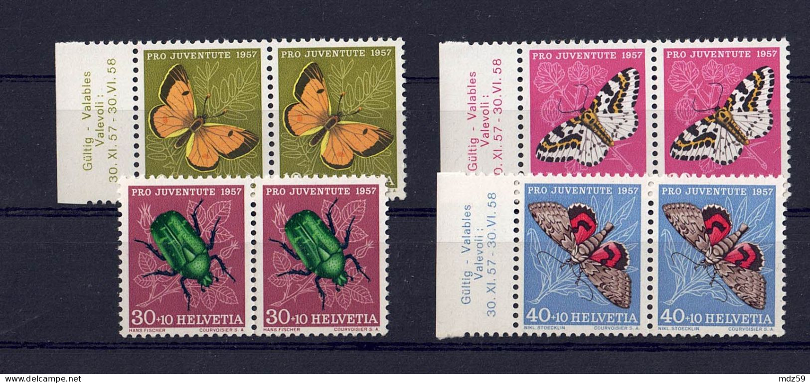 8 Timbres Suisses Pro Juventute 1957 - Unused Stamps