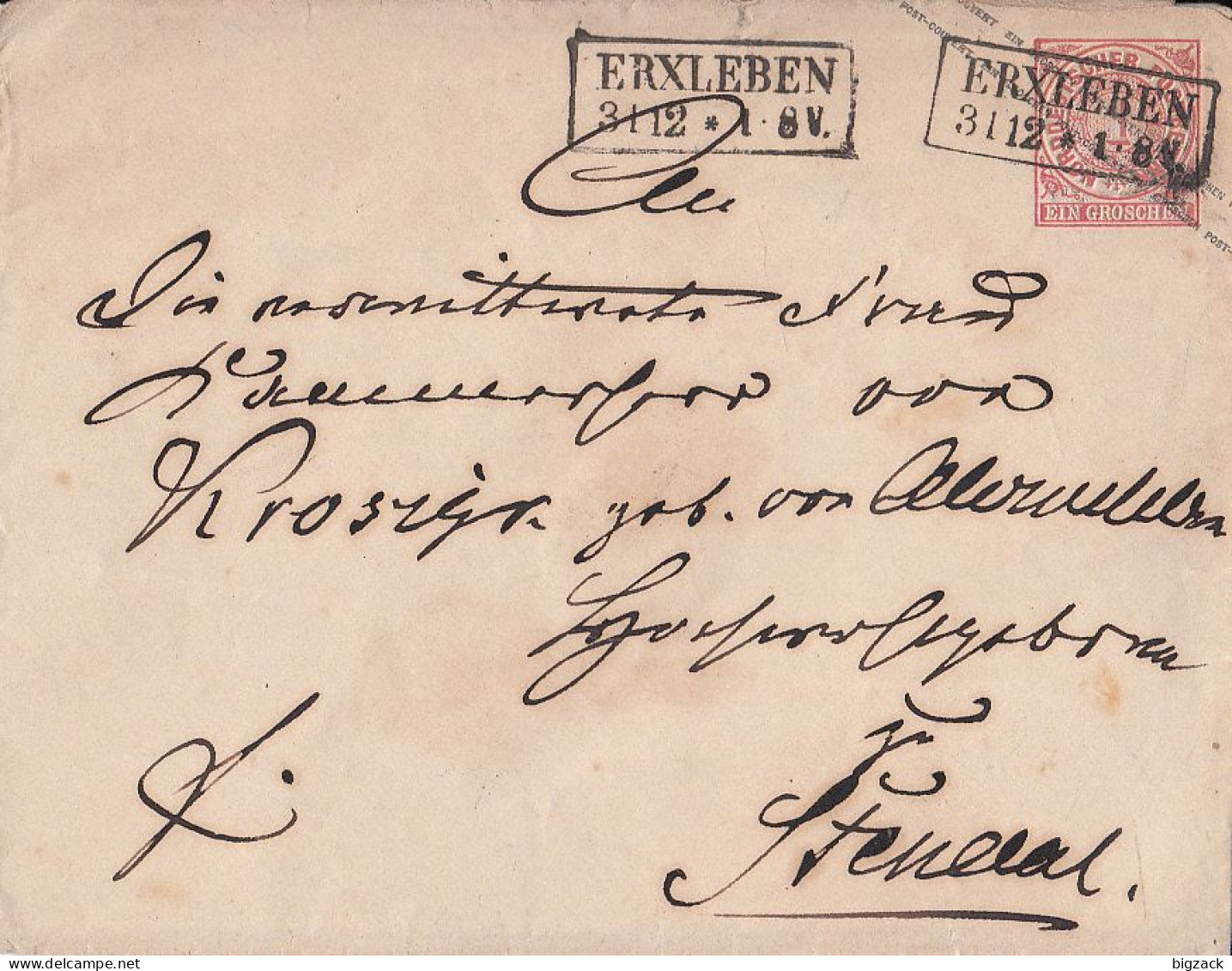 NDP GS-Umschlag Minr.U1B R2 Erxleben 31.12. Gel. Nach Stendal - Lettres & Documents