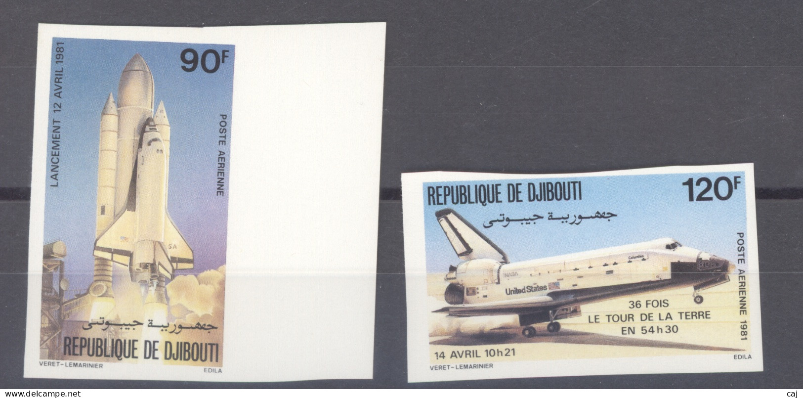 Djibouti  -  Non Dentelés  -  Avion  :  Yv 155-56  **  Espace - Gibuti (1977-...)